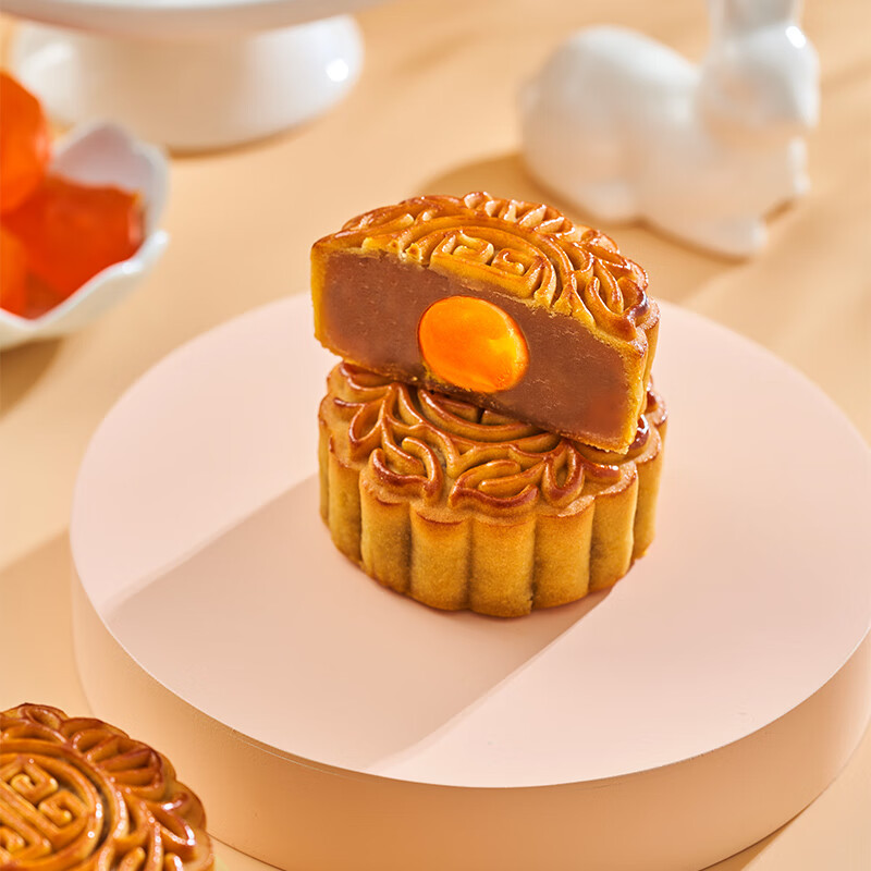 聚春园官方中秋散装单黄红莲月饼奶油香芋蛋黄白莲蓉广式豆沙老式五仁 单黄红莲月饼60g*3