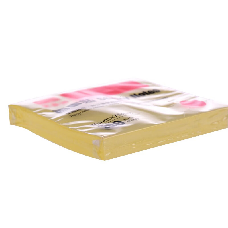 史泰博 粘性便签纸彩色便利贴记事贴便签纸 可反复黏撕 SN1001 黄色 76*76MM