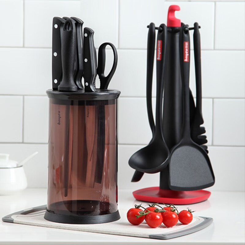 Baige bayco knife set 14 piece kitchen knife bone chopping knife fruit knife kitchen board knife base pot shovel spoon kitchenware set zh79412