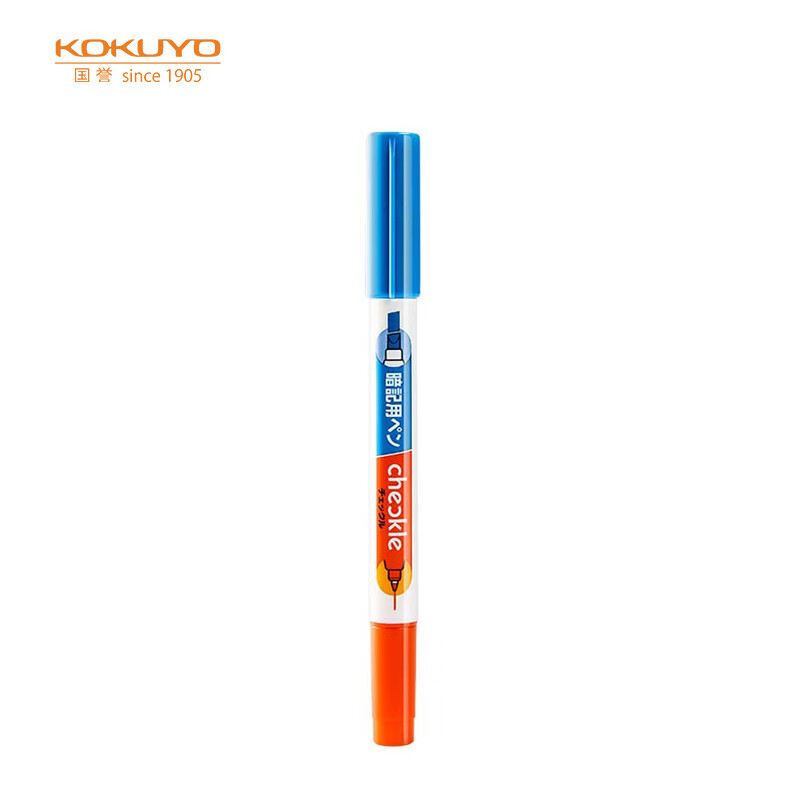 Kokuyo (Japan) double head secret memory pen imported from Japan for key students to recite words and draw key words with review artifact creative marking pen blue orange 1 pack pm-m221-1p
