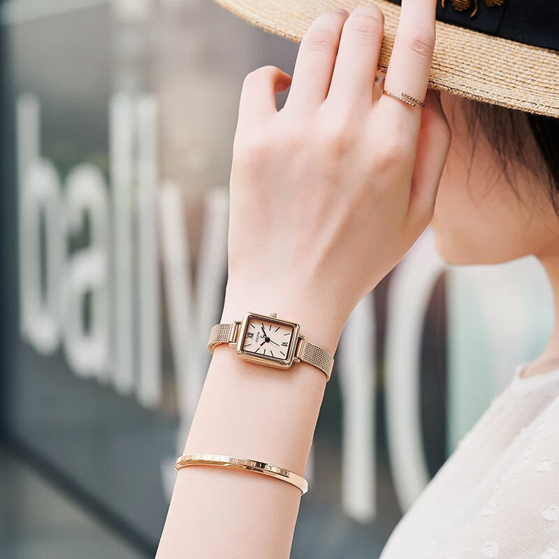 Julius watch women's fashion Korean version net red small square disk chain belt waterproof student women's watch rose gold ja-1153b