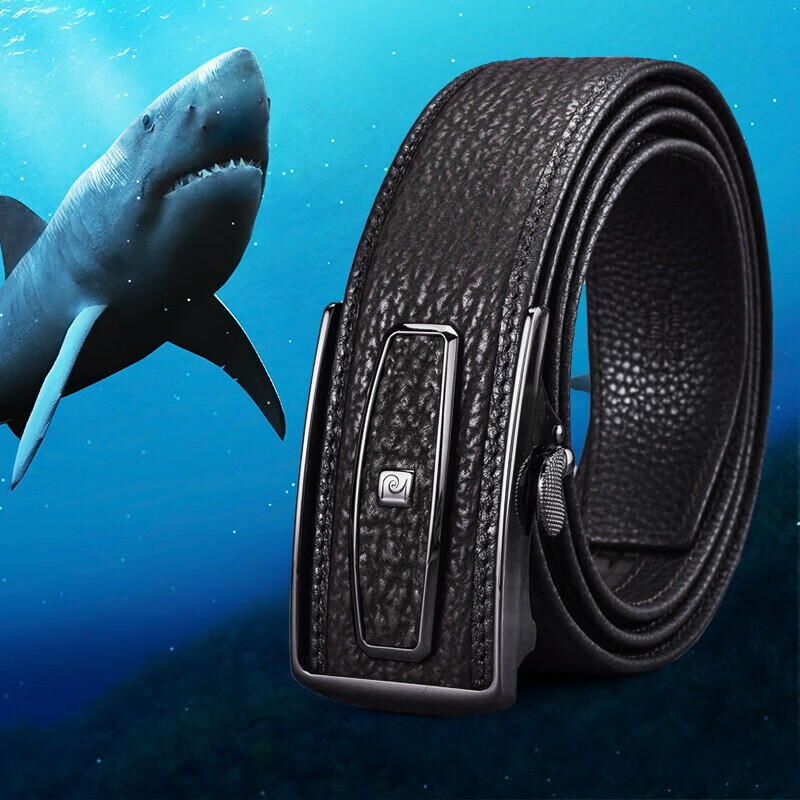 Pierre Cardin belt men's luxury breeding shark belt automatic buckle belt men's high-grade business trouser belt gift box 115-125cm