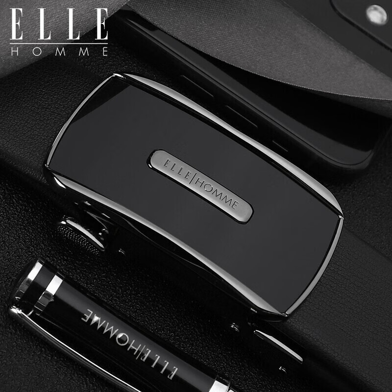 Elle Homme men's belt head layer cowhide leisure automatic buckle belt business versatile youth formal trouser belt ee084716935 black 120-125cm
