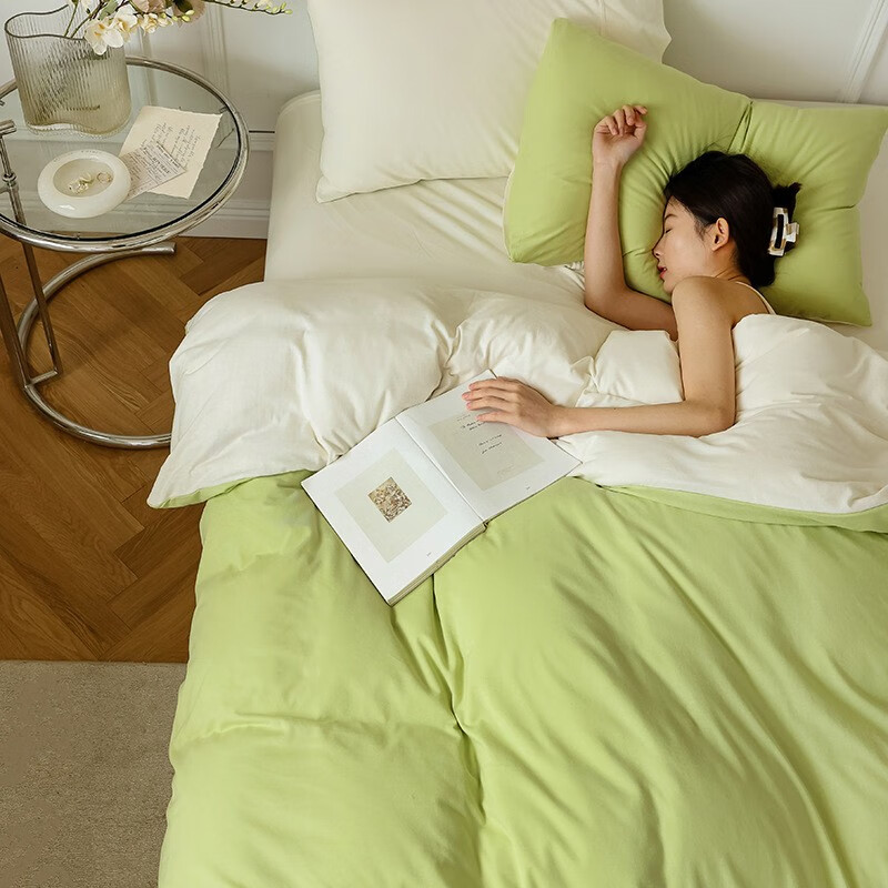 Tri-polar天竺棉四件套全棉针织床上用品床单被套枕套 TP2754 双拼-黛莎 1.5m床单款四件套