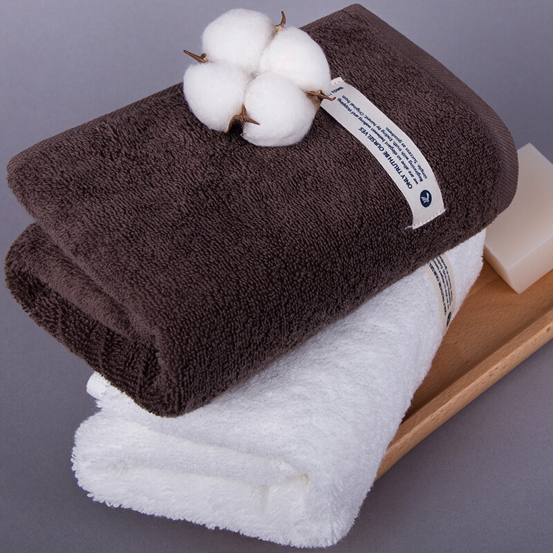 Sanli long staple cotton class a towel 2 pack of pure cotton high Terry soft and strong water absorbent face wash towel 100g / piece of all cotton skin friendly face wash towel 34 × 74cm coffee + cherry white