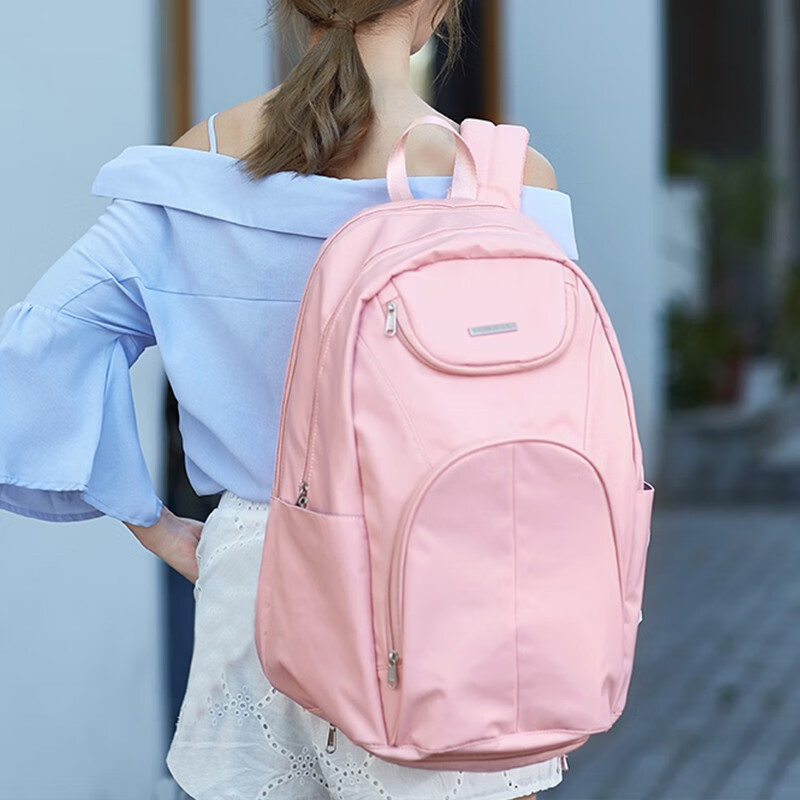 Landcase Travel Backpack women's large capacity backpack computer bag 15.6 inch simple short distance travel luggage bag leisure student schoolbag 2039 Pink