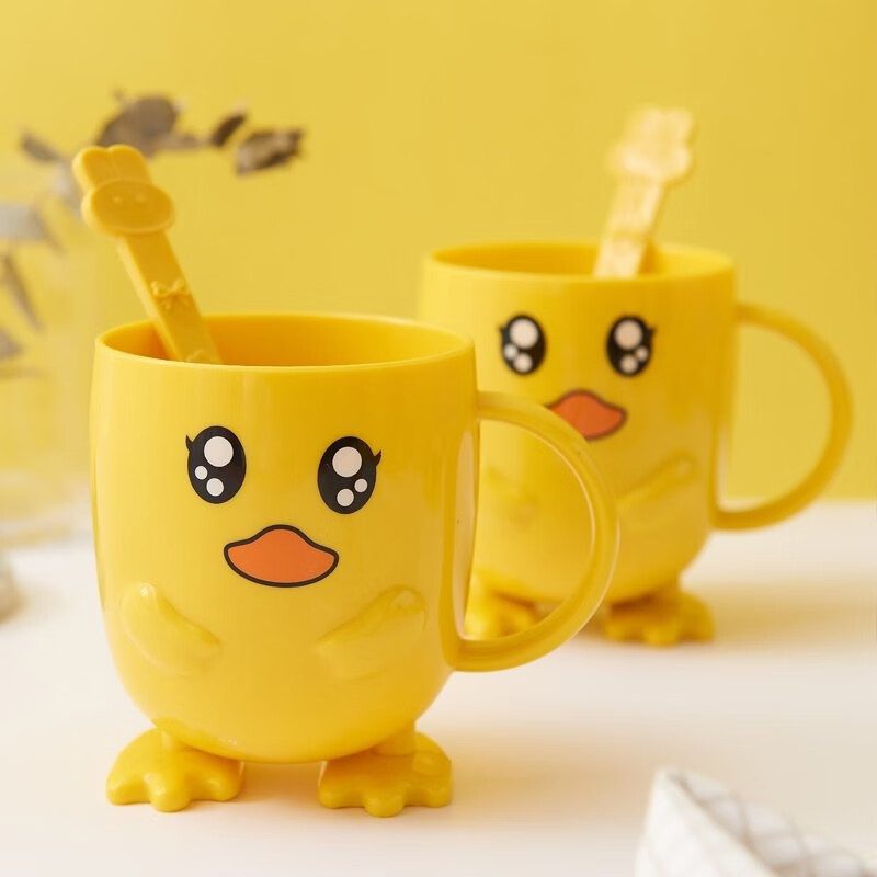 Jajalin little yellow duck children's toothbrush cup thickened anti falling toothbrush cup cartoon cute baby mouthwash cup creative dental bowl cup