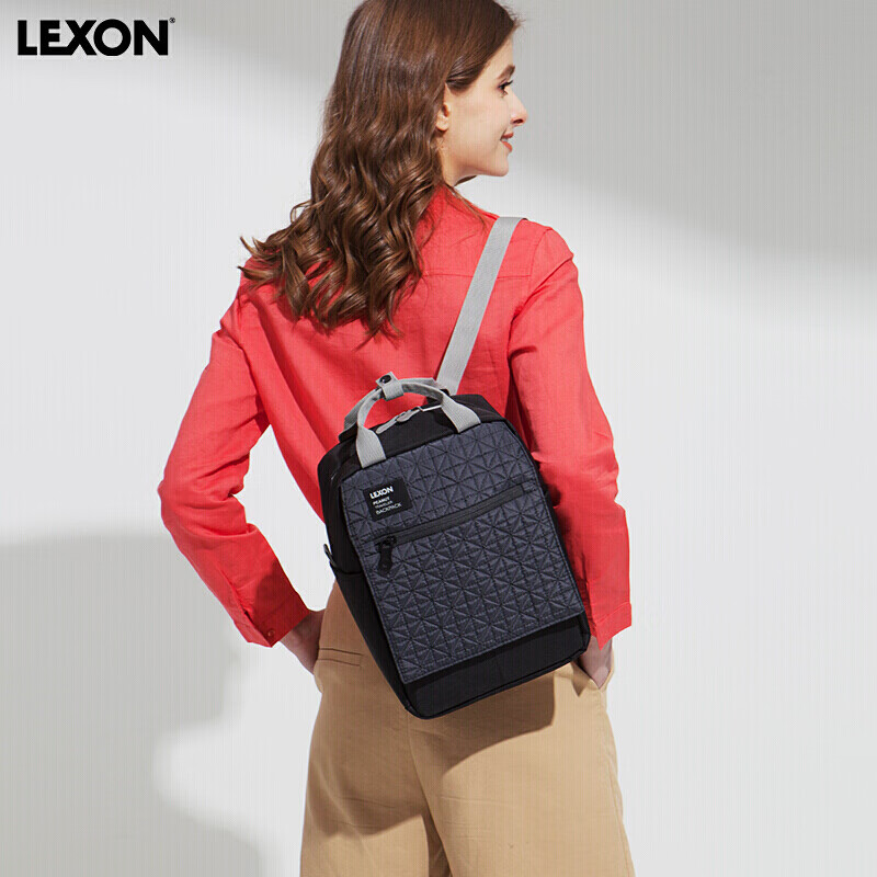 Lexon double shoulder bag women's leisure sports bag single layer trend backpack small schoolbag fashionable and versatile light anti splash schoolbag dark gray
