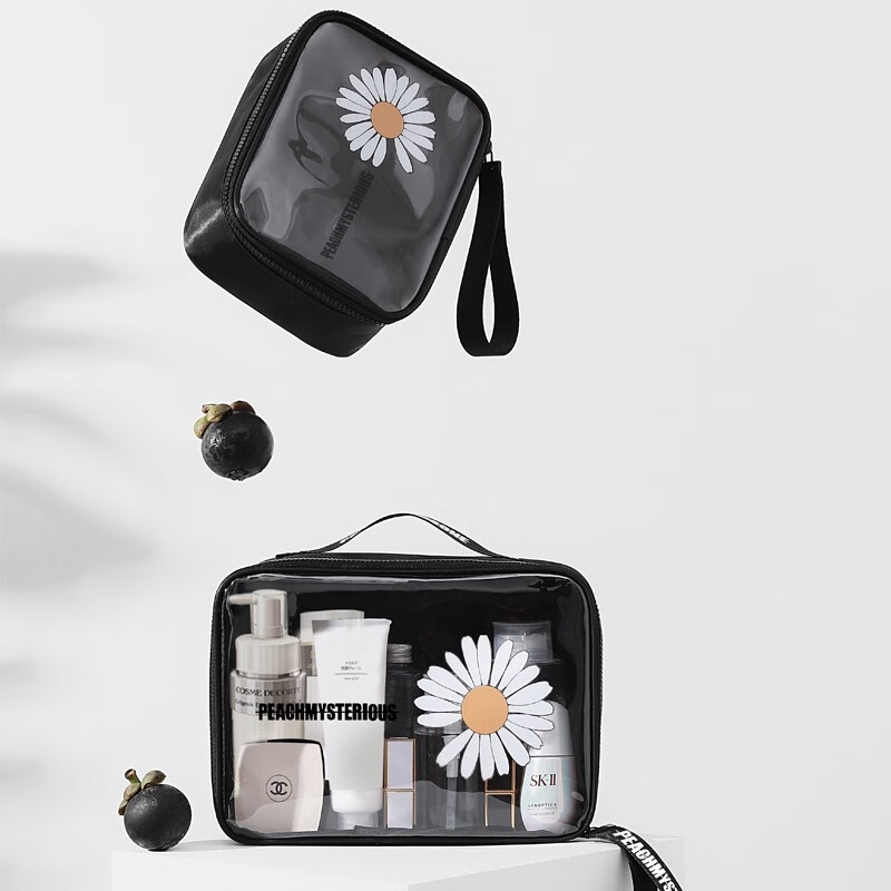 Wutong Ann Ann rinse bag ins Daisy transparent PVC portable cosmetic bag large capacity small fresh and portable makeup pack small black bag