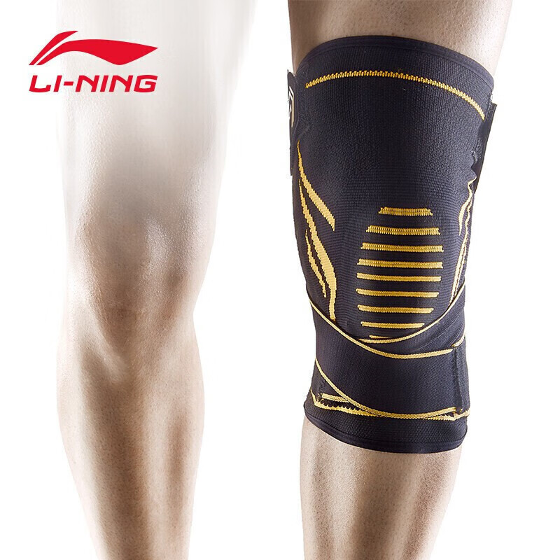 Li Ning Li-Ning kneepad exercise pressure breathable knee joint silicone spring support kneepad meniscus basketball mountaineering running professional protector upgrade 553-1 black orange l double pack