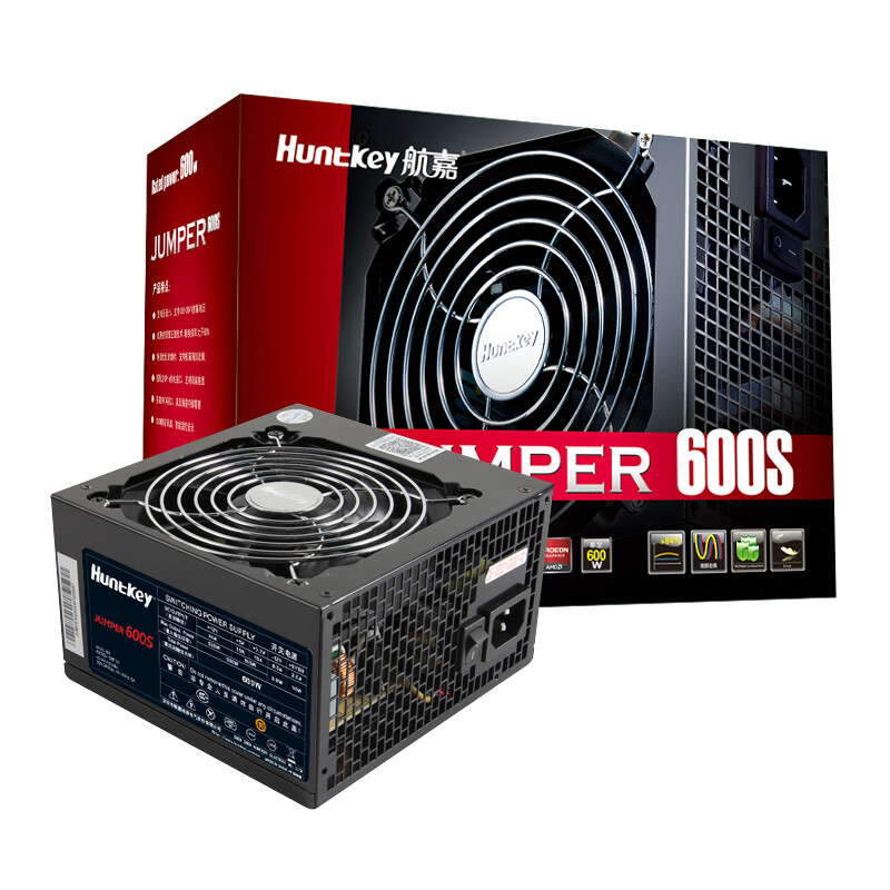 Huntkey rated 600W jumper600s power supply (active PFC / silent fan / wide voltage / support rtx2080 / high conversion efficiency / three-year warranty)