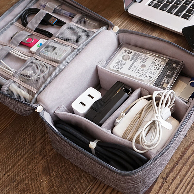 Companion line digital storage bag data cable charger mouse mobile power hard disk protective cover high-capacity travel multifunctional electronic product accessories portable finishing bag bl9294 gray