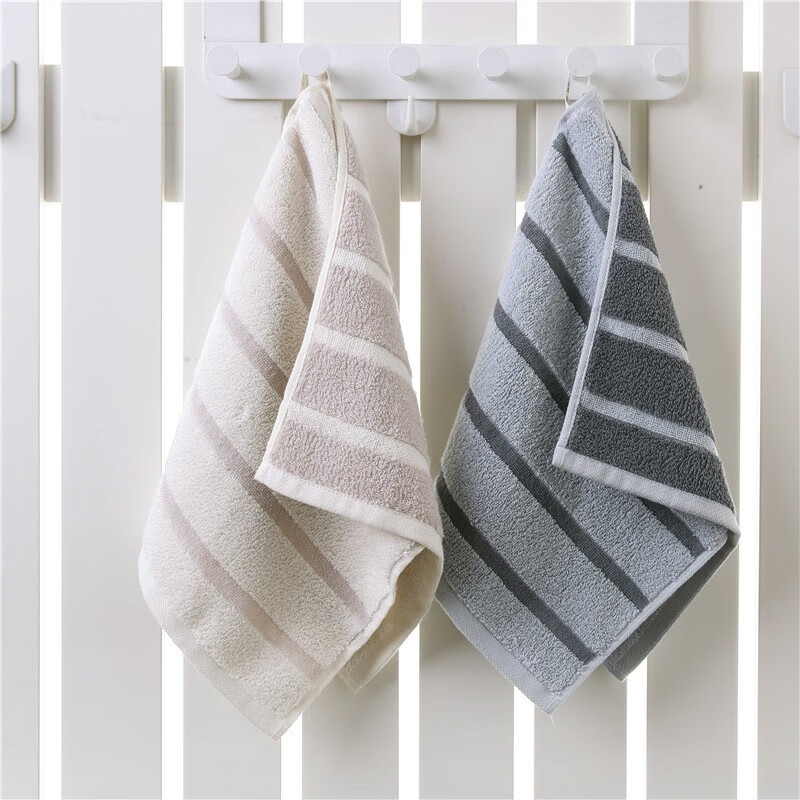 金号 HY1698扶桑寄语毛巾系列 60*30cm 棕色+灰色双条毛巾彩盒装