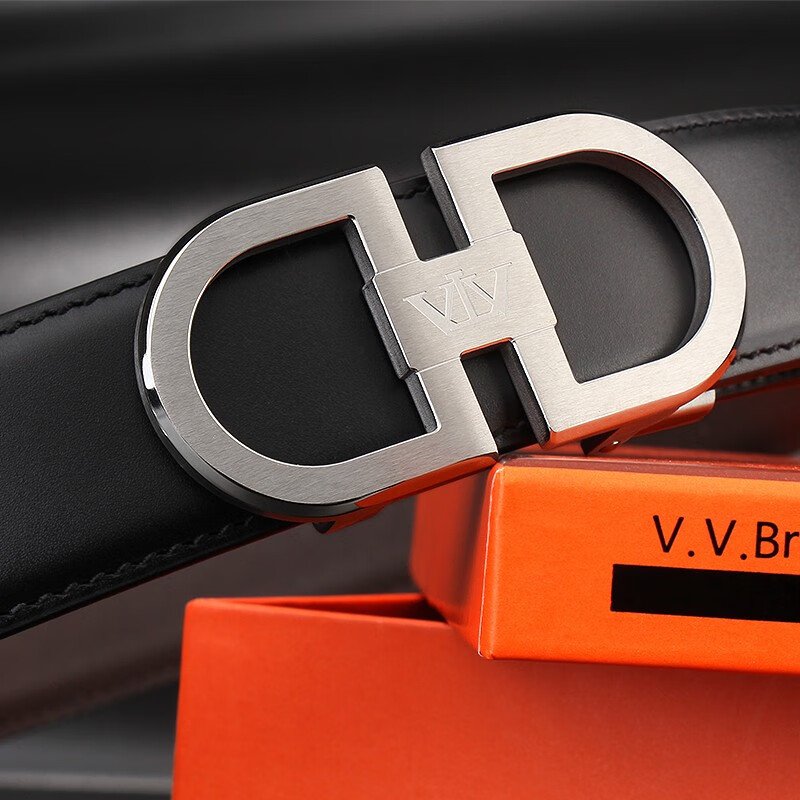 5. V. Brown men's belt simple top layer cowhide belt stainless steel automatic buckle business casual pants men's belt 8418-p11 black 120