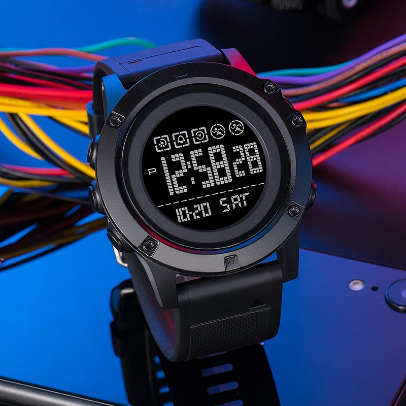 Timebeauty skmei watch men's sports outdoor fashion trend led luminous display electronic watch waterproof alarm clock two time watch 1727 black black machine