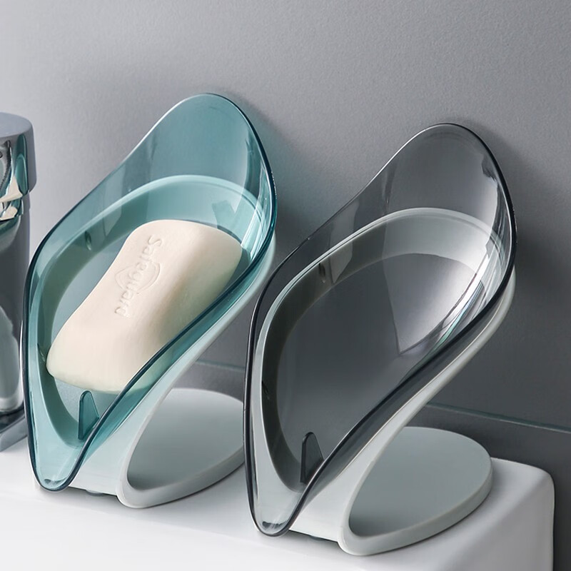 Jajalin soap box suction cup soap rack creative leaves hole free wall hanging toilet storage soap box draining personality lovely green one pack