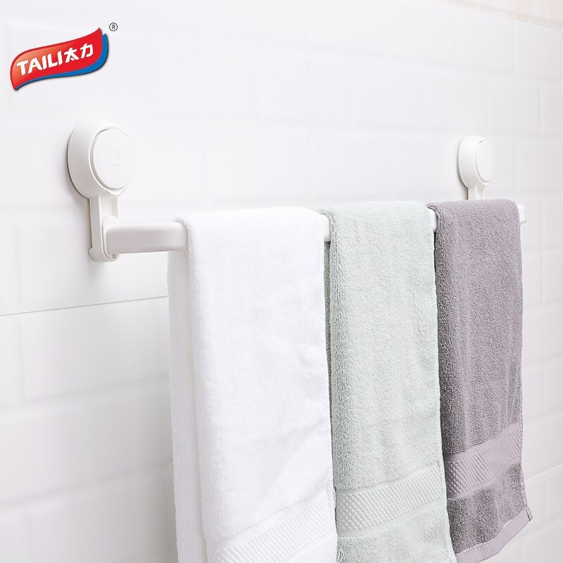 Taili punching free towel rack rod bathroom suction cup hanger