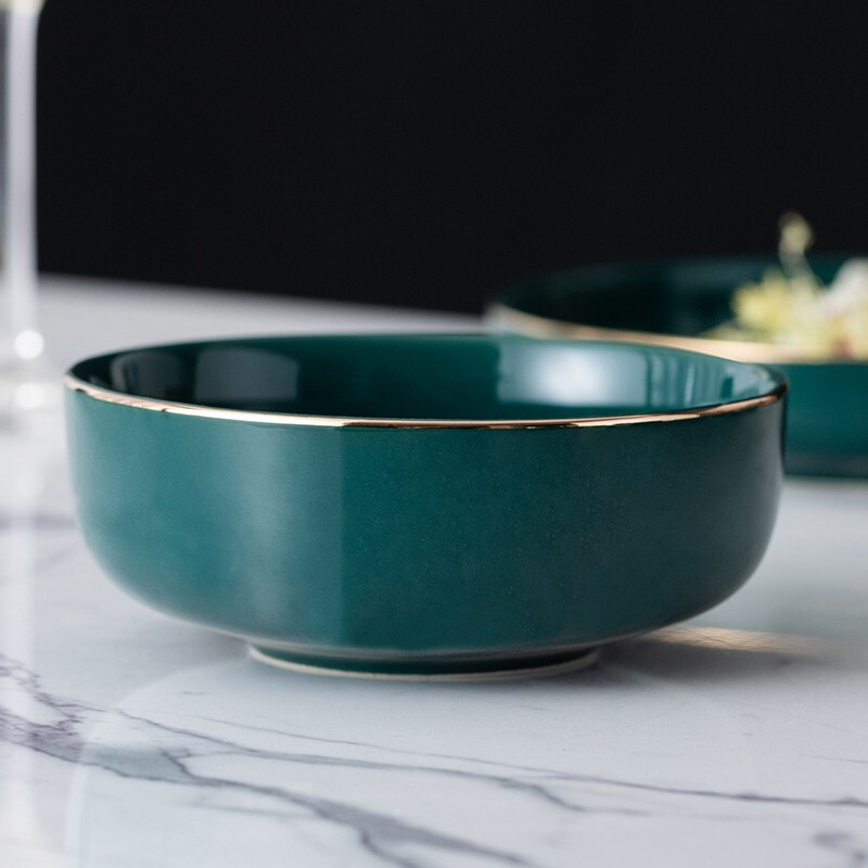 Jiabai Phnom Penh peacock green 5.5-inch Korean ceramic noodle bowl soup bowl rice bowl