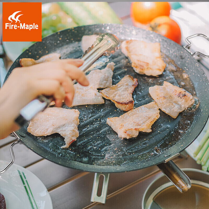 Fire-maple Baiwei fried baking pan outdoor equipment camping camping picnic self driving tour household Korean round electric pottery oven card oven barbecue meat pan without coating