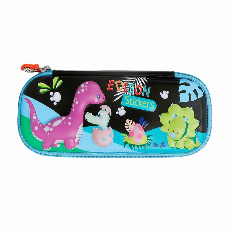 Edison large capacity stationery box schoolboy pencil bag 3D compression and fall resistant EVA pencil box bh008 dinosaur world