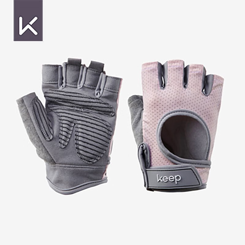 Keep fitness gloves men's three-dimensional palm pad version dumbbell instrument wrist guard strength training wear-resistant and non slip pink L