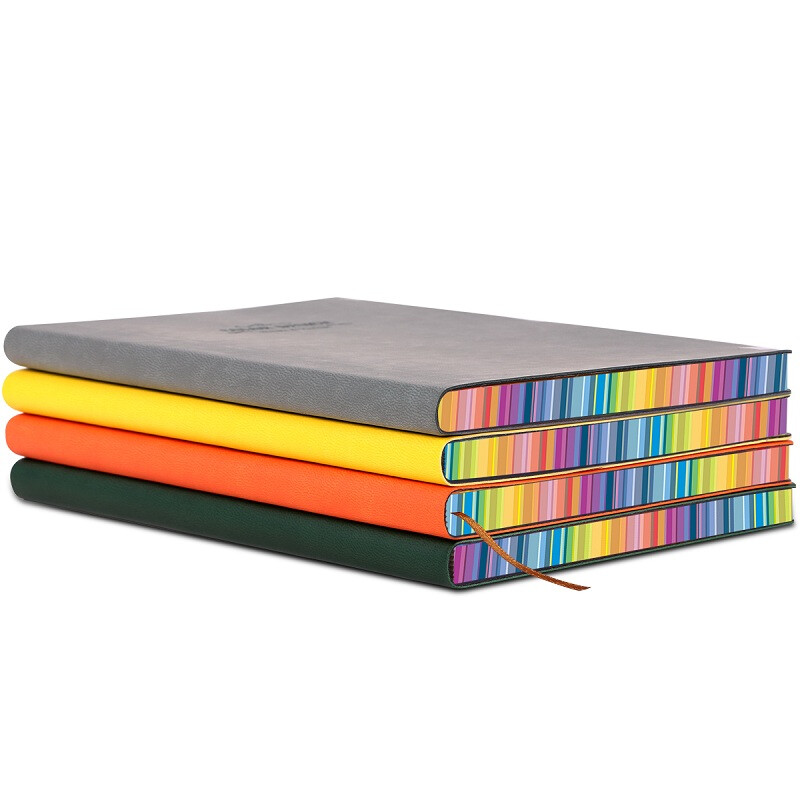 Deli 25k112 rainbow edge leather notebook soft manuscript diary notebook gray 3183