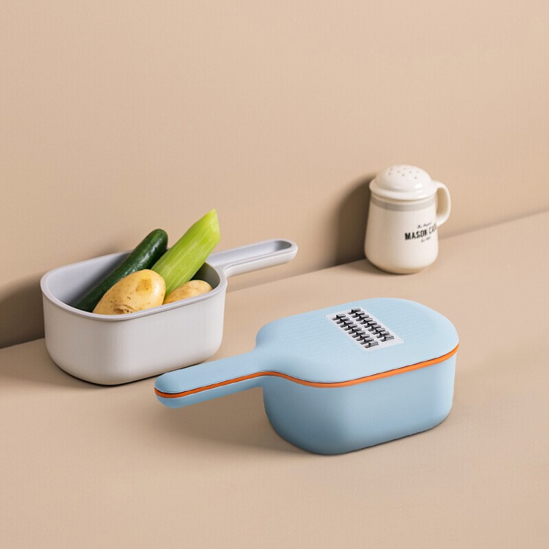 Pinmu multifunctional wire planer kitchen vegetable cutter household silk eraser slicer drain ladle ins Nordic Light Blue aa074