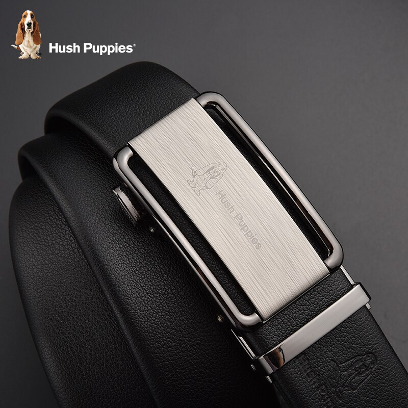 Hush Puppies men's leather belt light luxury automatic buckle leather belt men's high-end business boyfriend father gift hd-2071069w-573 gun gray 110cm
