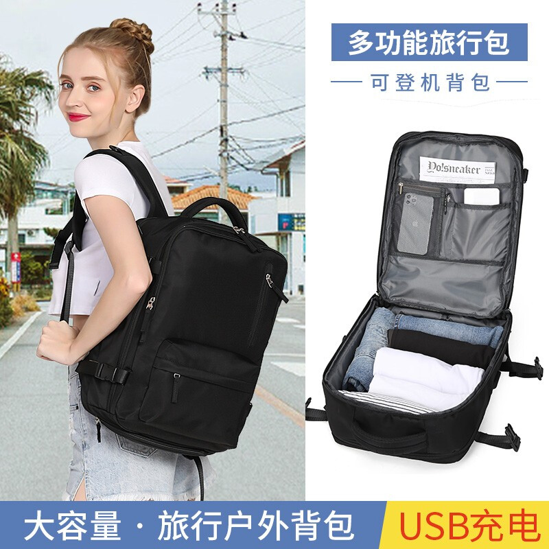 Landcase Backpack Travel bag women's large capacity backpack 15.6 inch computer bag multifunctional travel bag outdoor sports mountaineering bag high school student bag 5162 black