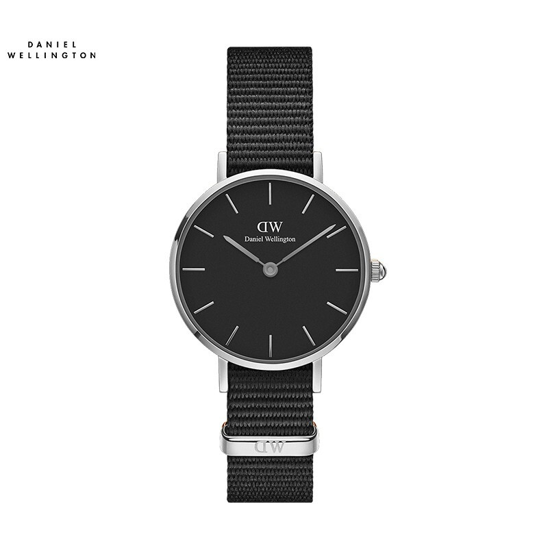 Daniel Wellington DW women's watch silver edge nylon strap 28mm black plate European and American simple style student watch dw00100248