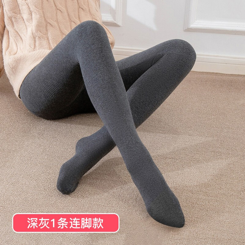 Langsha Leggings women's spring and autumn thin cotton stripe beautiful legs show thin bare leg pantyhose dark gray stripe [suitable for 10-25 ℃]