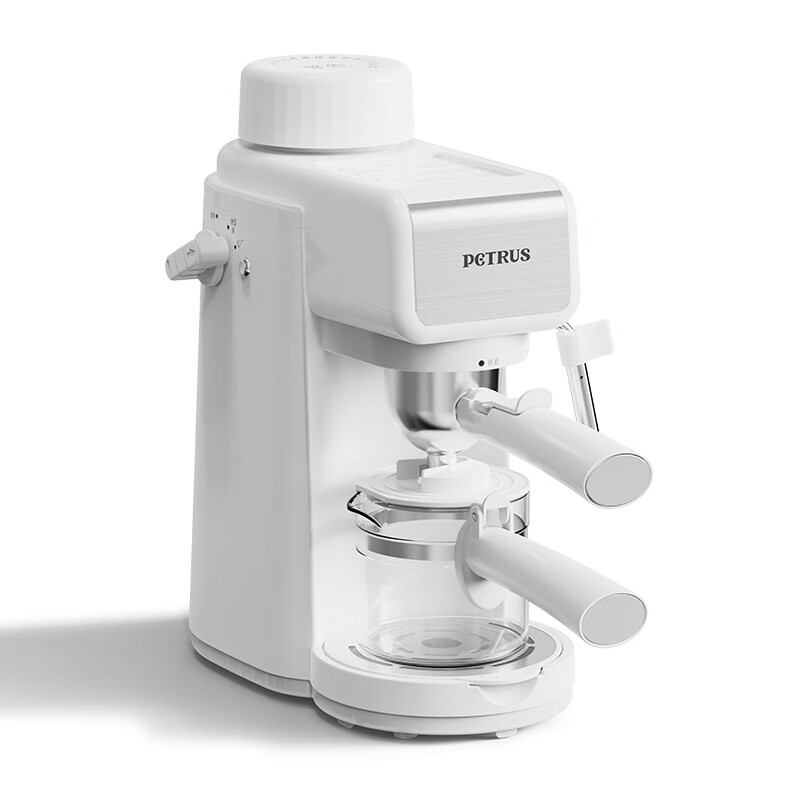 柏翠【政府补贴】意式咖啡机酱香拿铁家用小型浓缩蒸汽半自动一体打奶泡机办公室 PE2160 礼物 白色