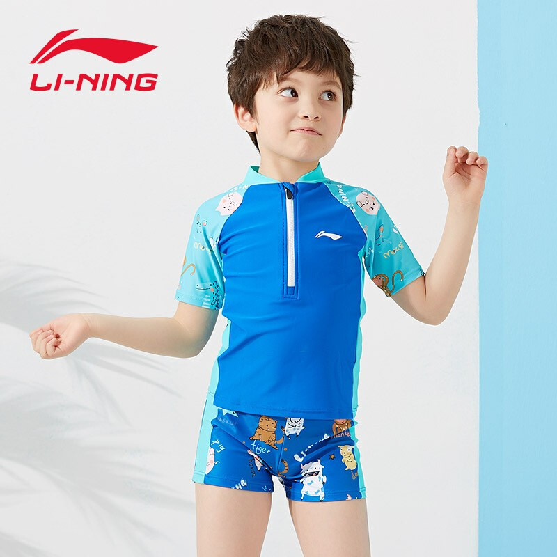 Li Ning Li-Ning children's swimsuit men's and women's swimsuit baby split swimming training surf suit lsyr462-1 split blue 150