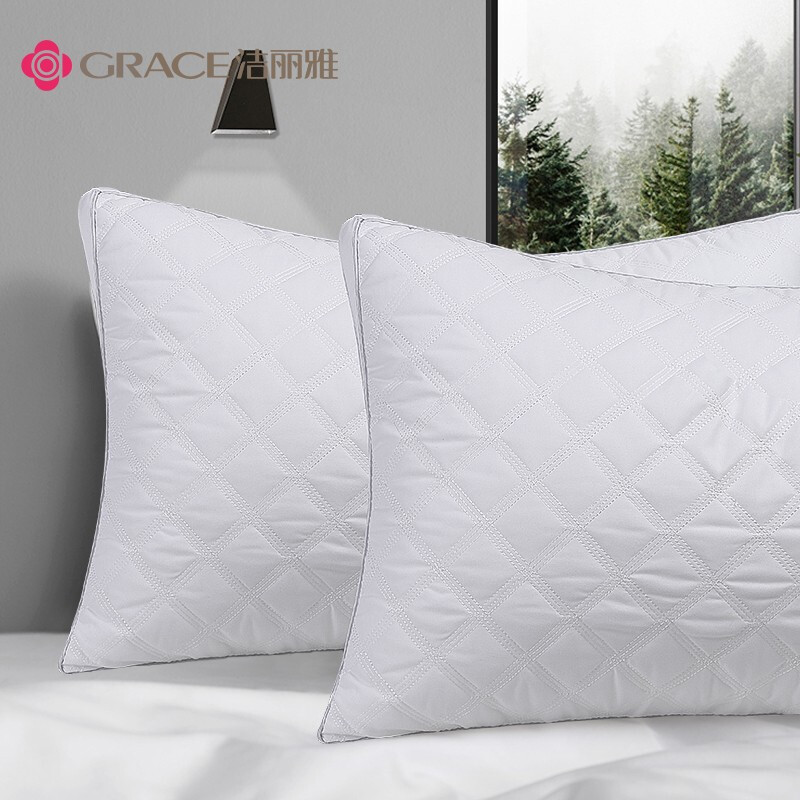 洁丽雅（Grace）枕头枕芯星级酒店羽丝绒枕芯可水洗枕 纤维软枕芯 一对装