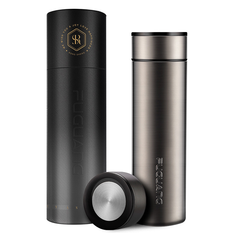 Fuguang Rongsheng series tea cup 316 stainless steel vacuum three-dimensional relief heat preservation cup heat preservation pot men's and women's office heat preservation cold water preservation cup 480ml gun color (wfz1084-480)