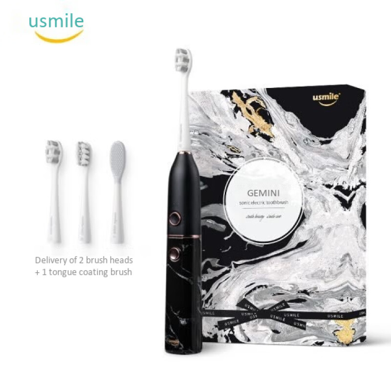 Usmile electric toothbrush adult couple version sonic Gemini electric toothbrush marble black