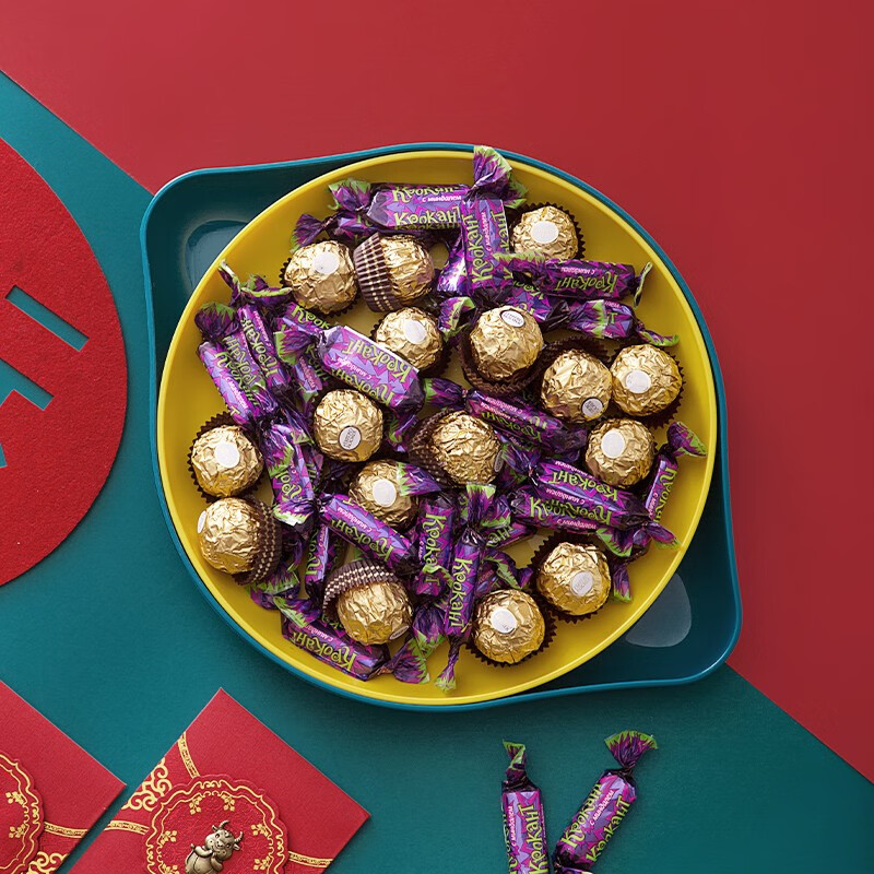 茶花果盘塑料双层糖果盒干果盒水果盘客厅茶几瓜子盘零食盘瓜子盒 【双层、大敞口随意放】橘色