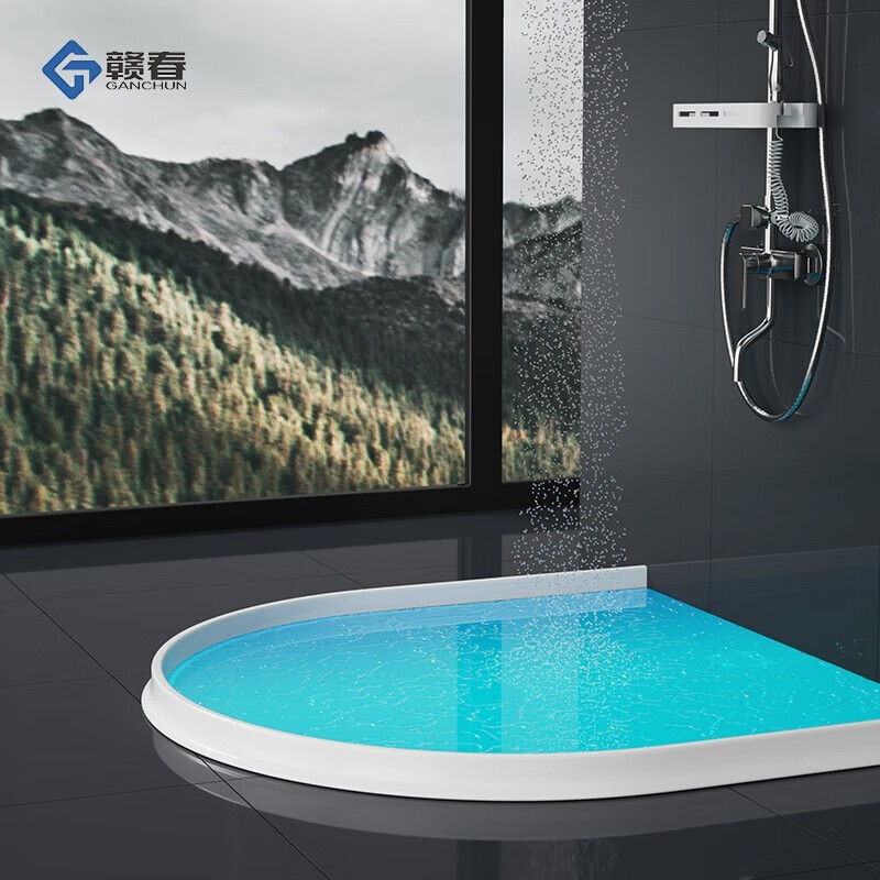 Ganchun bathroom water retaining strip water barrier sealing strip can be bent freely silicone waterproof strip shower room bathroom floor kitchen countertop water blocking strip bathroom partition threshold strip white 2m