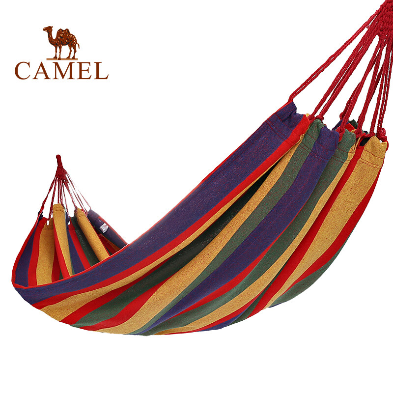 Camel outdoor hammock outdoor camping dormitory Park Adult anti rollover hammock swing 8w3asy011 red color bar (190 * 80)