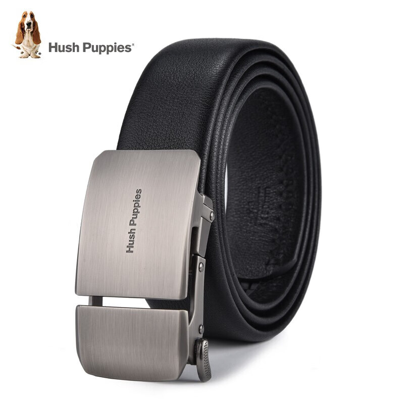 Hush Puppies belt men's automatic buckle leather business men's belt leisure first layer cow leather pants belt hd-2011008w-773 gray 120cm