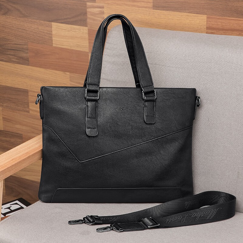 Masha Lanti fashion men's bag business briefcase men's horizontal trend handbag men's high-capacity computer bag leisure One Shoulder Messenger Bag A156 black