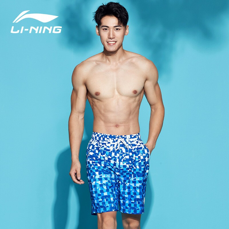 Li Ning Li-Ning beach pants comfortable, breathable and loose large size 5-point swimsuit seaside vacation fashion leisure sports shorts lssr965-1 dark blue l