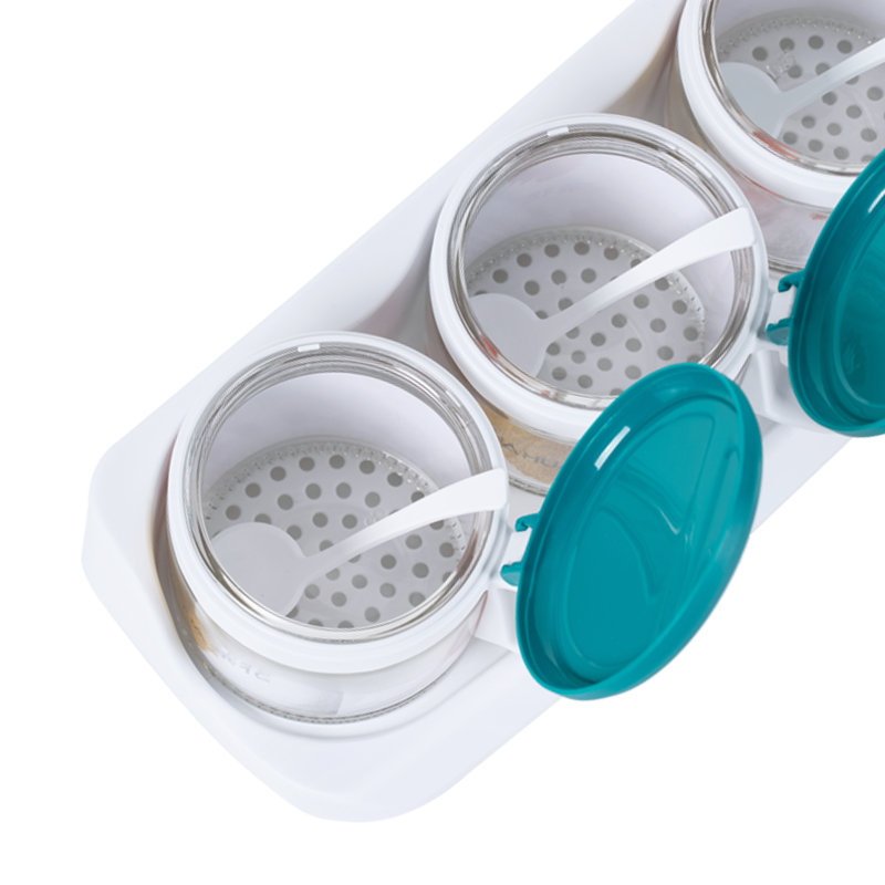 茶花（CHAHUA） 盐罐3组装圆形调味罐300ml佐料盒套装调料罐油壶 颜色随机【4个1组装】+450ml油壶