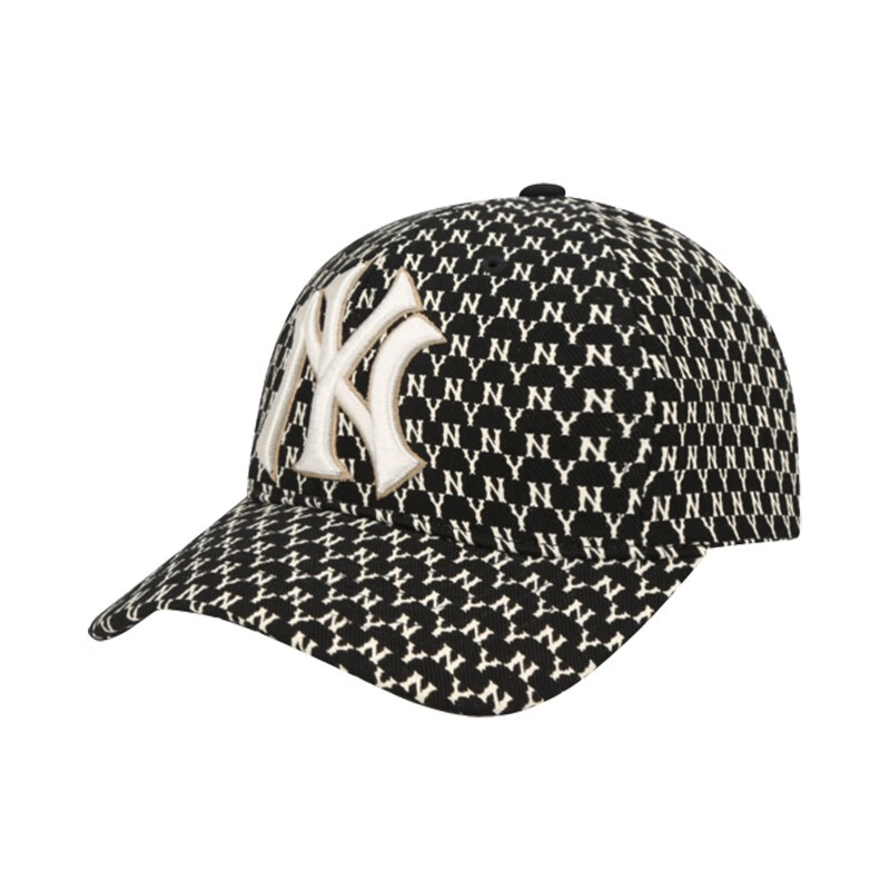MLB Baseball Cap men's and women's universal couple hat men's and South Korean NY Yankees checked embroidered duck tongue hat giant sports sun visor black white NY hat circumference adjustable 55cm-59cm