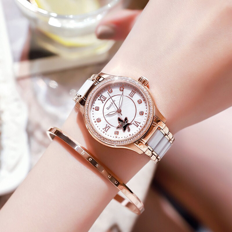Bestdon watch women's automatic hollow out mechanical watch ceramic strap simple temperament national watch diamond inlaid women's watch bd7768lrs