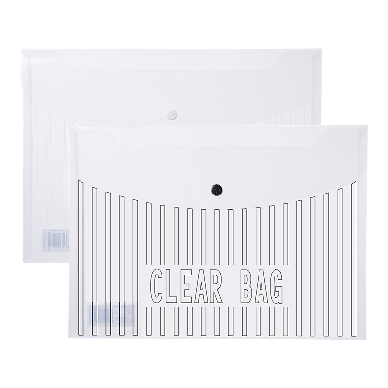 Comix 10 stripe transparent document bags A4 snap bag data bag file bag office supplies black ea333