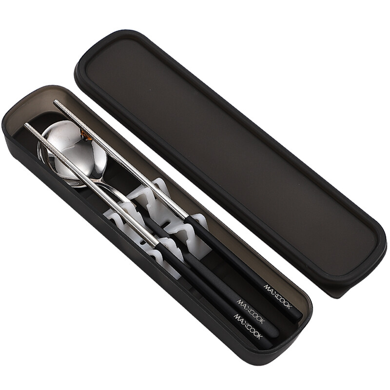 Maxcook 304 stainless steel chopsticks spoon tableware set creative portable chopsticks spoon three piece set black mcgc850