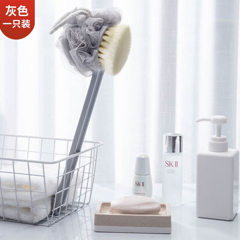 Denby bath brush Japanese style double-sided long handle soft hair bath brush bath towel bath flower bath back bath ball back artifact