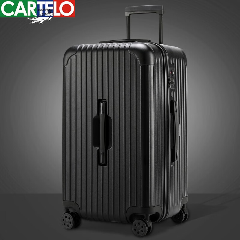 Cartelo large suitcase 26 inch women's and men's Trolley Case thickened large capacity code case Student Travel Case Black