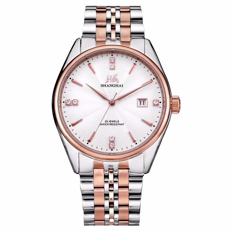 Shanghai Watch circulation series time 65th Anniversary Limited Edition commemorative single calendar diamond inlaid automatic mechanical watch men's watch 850-2r White 2 Diamond